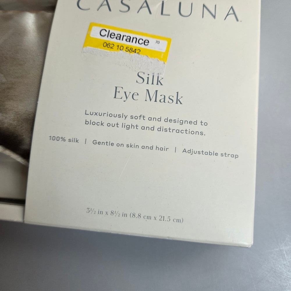 Casaluna Silk Eye Mask Ivory Brown Marble Print Adjustable Strap NIB - Picture 2 of 3